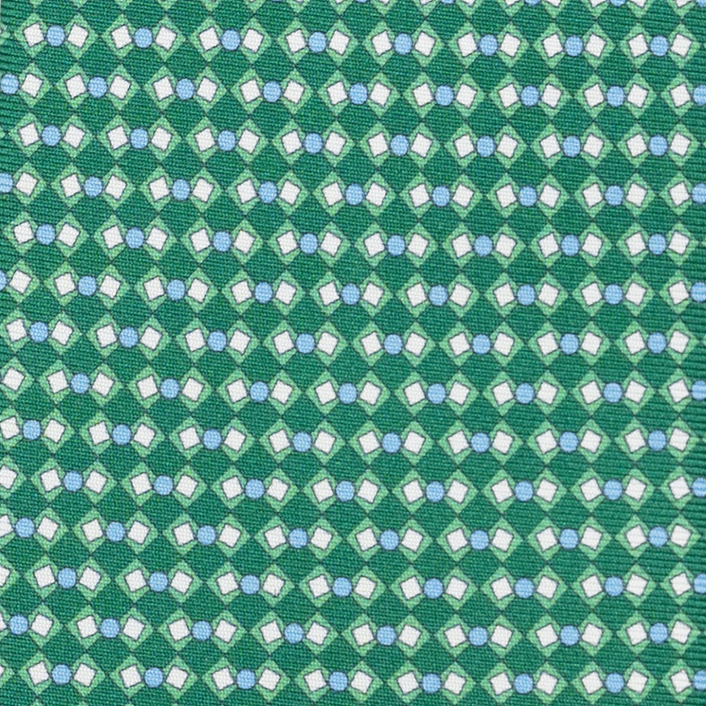 3-Fold Silk Tie, Geometric Pattern, Green - JA058634_4