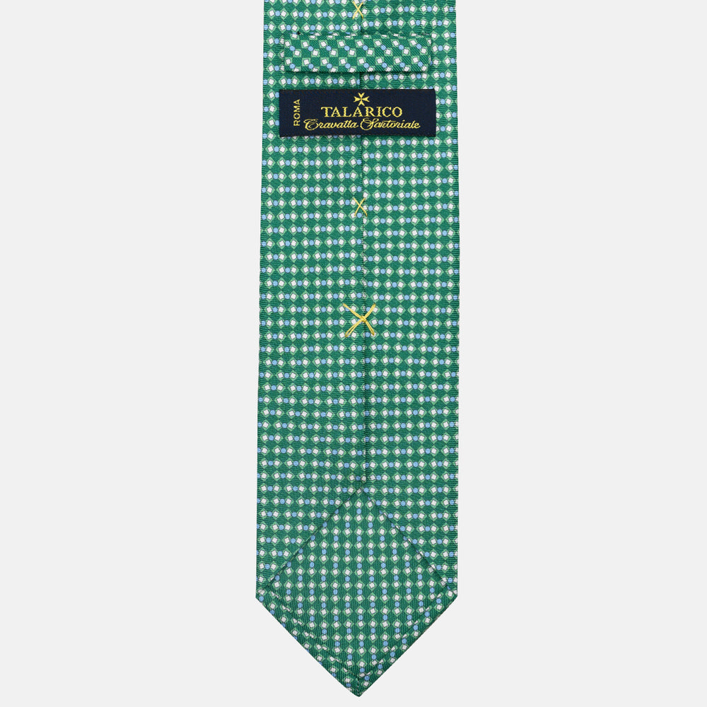 3-Fold Silk Tie, Geometric Pattern, Green - JA058634_4