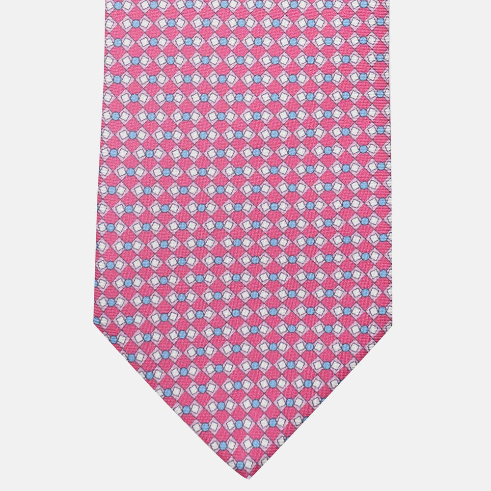 3-Fold Silk Tie, Geometric Pattern, Pink - JA058634_5