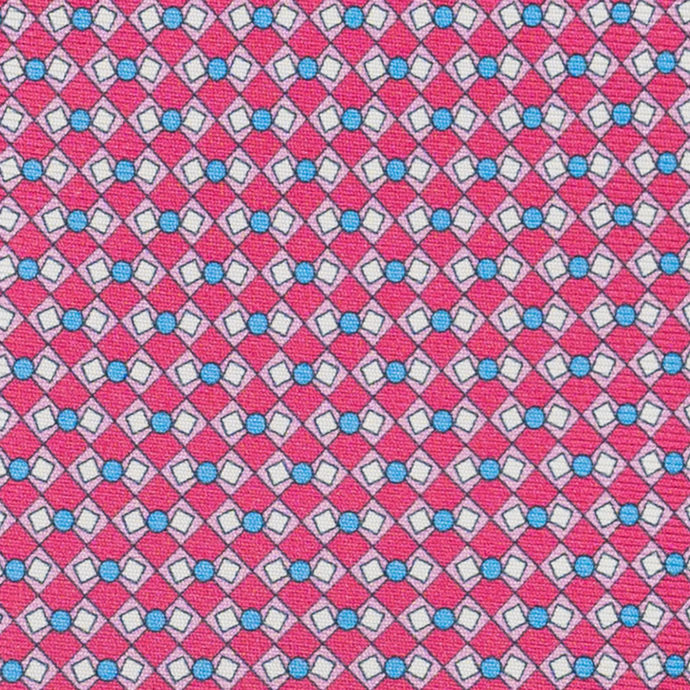 Cravatta 3 pieghe in Seta, Fantasia Geometrica, Rosa - JA058634_5 T