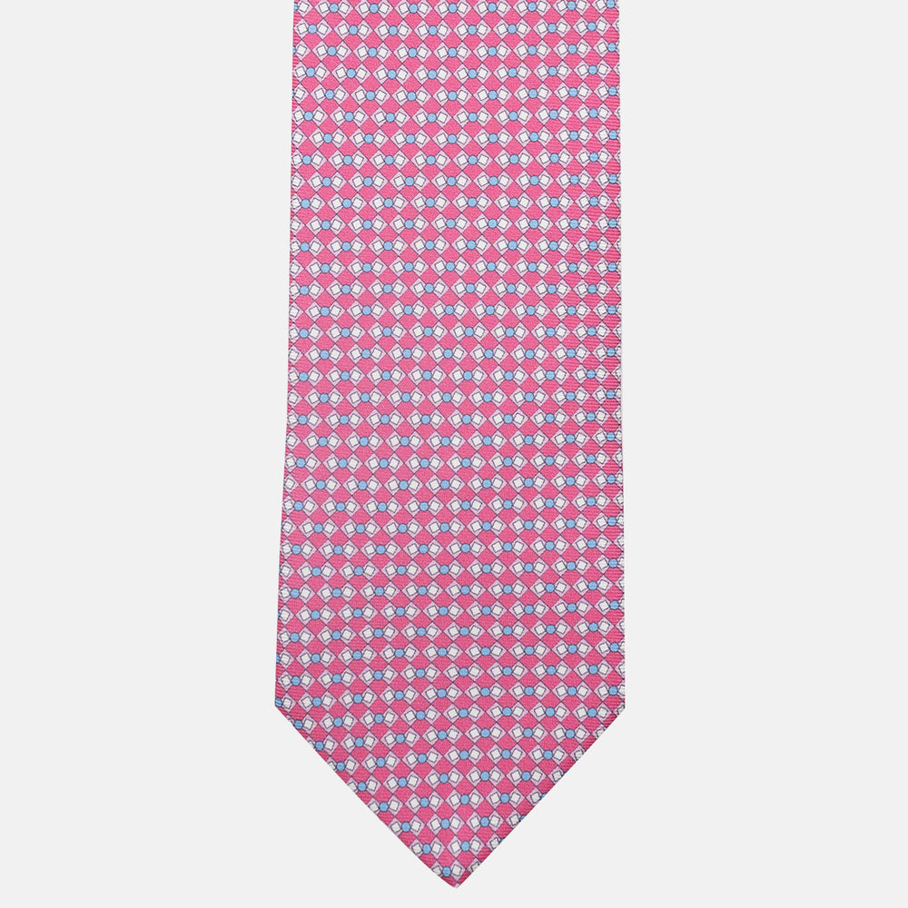 3-Fold Silk Tie, Geometric Pattern, Pink - JA058634_5