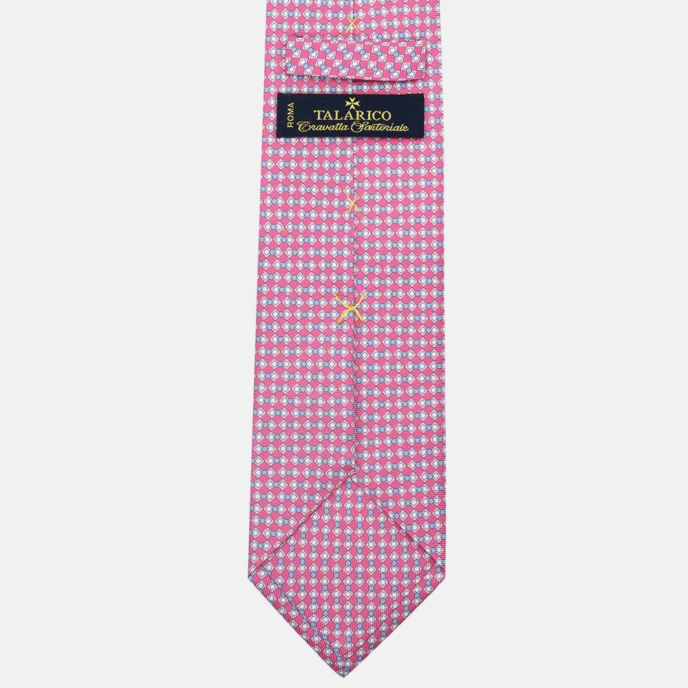 3-Fold Silk Tie, Geometric Pattern, Pink - JA058634_5