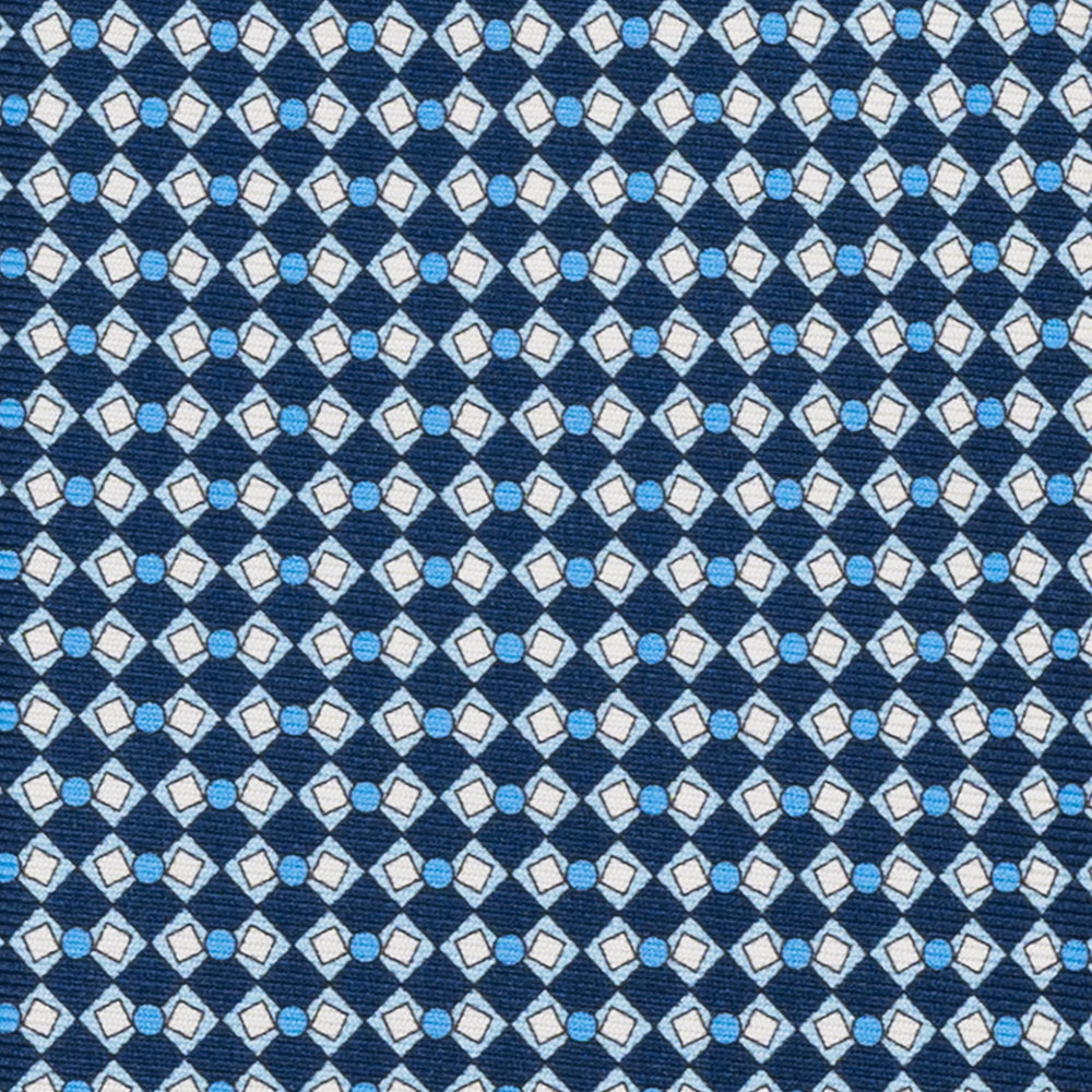 Cravatta 3 pieghe in Seta, Fantasia Geometrica, Blu Celeste - JA058634_6 T