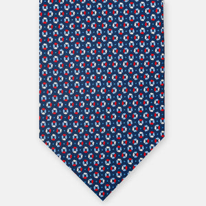 3-Fold Silk Tie, Micro Pattern, Blue Red - JA058635_1 T