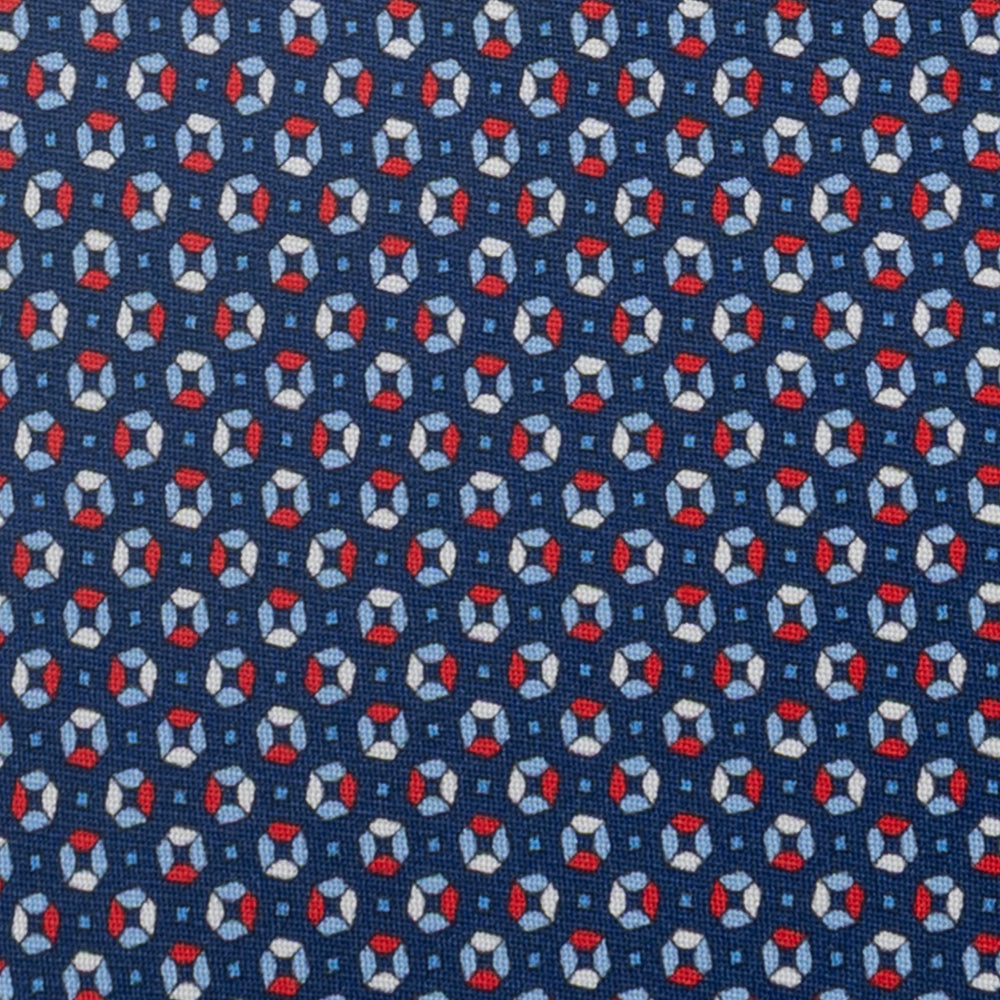 3-Fold Silk Tie, Micro Pattern, Blue and Red - JA058635_1
