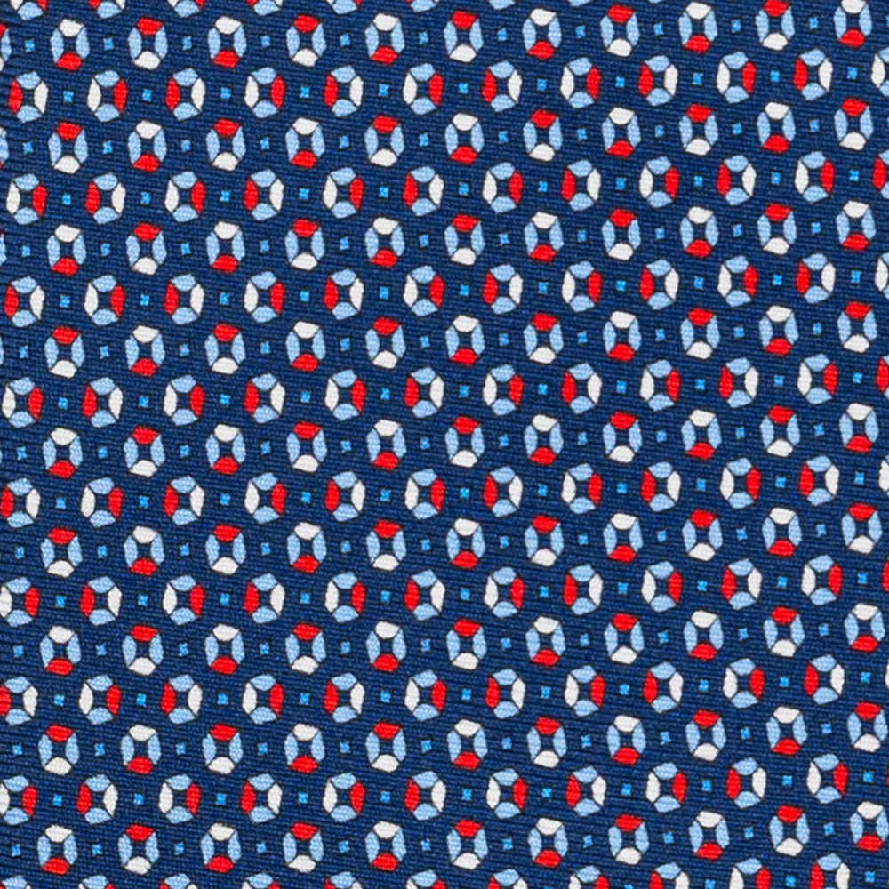 Cravatta 3 pieghe in Seta, Micro Fantasia, Blu Rosso - JA058635_1 T