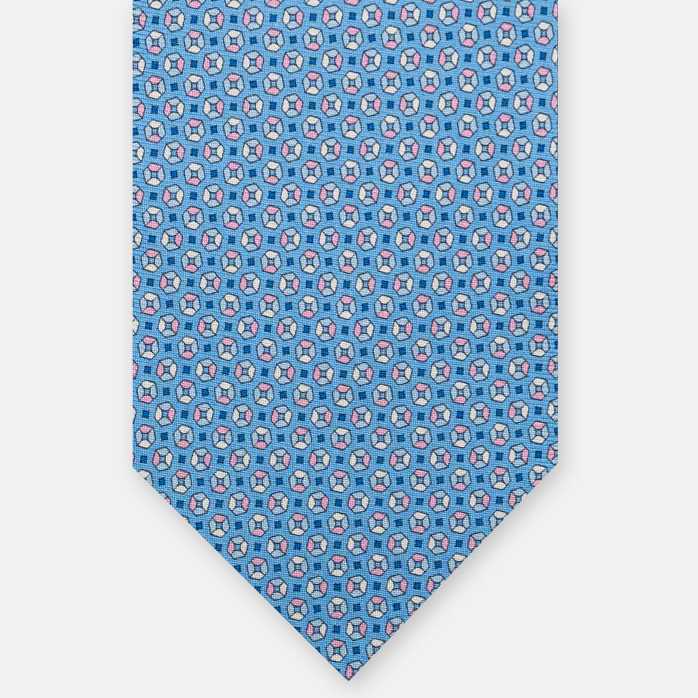 3-Fold Silk Tie, Micro Fantasy, Light Blue Pink - JA058635_2 T