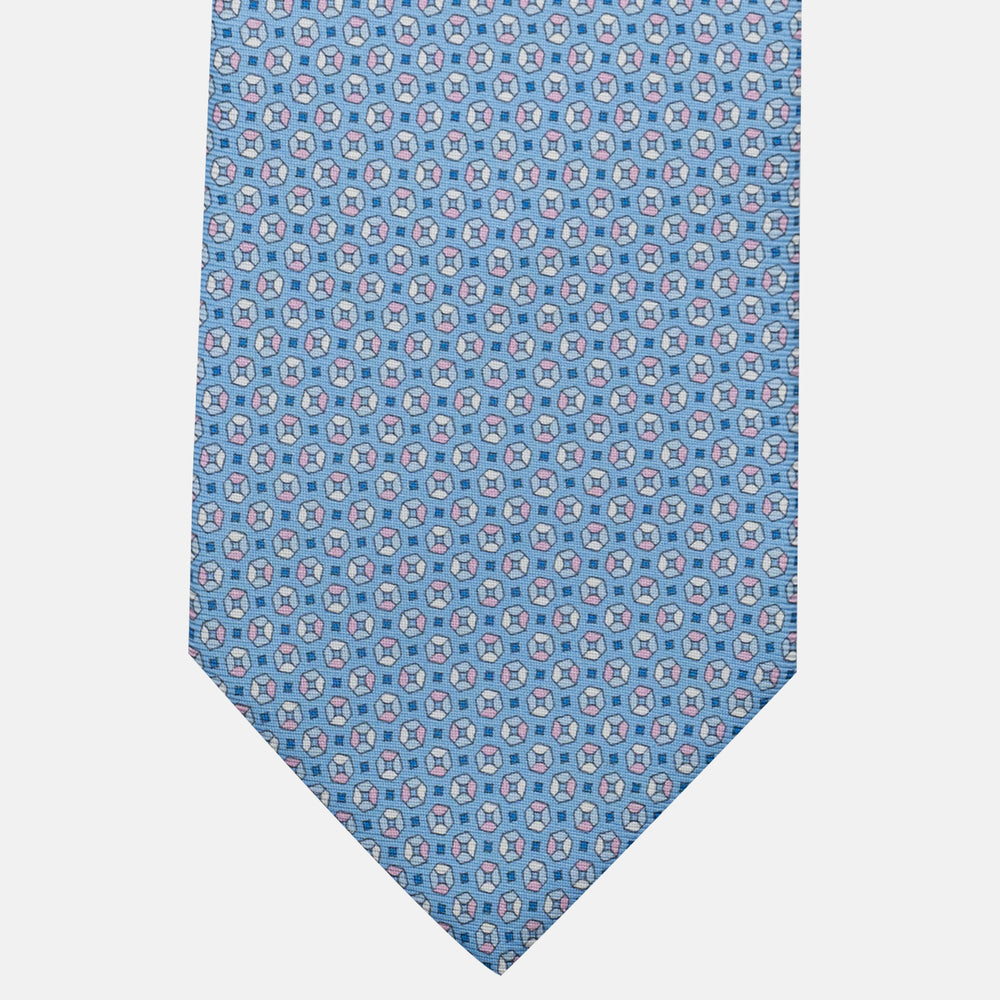 3-Fold Silk Tie, Micro Pattern, Light Blue and Pink - JA058635_2