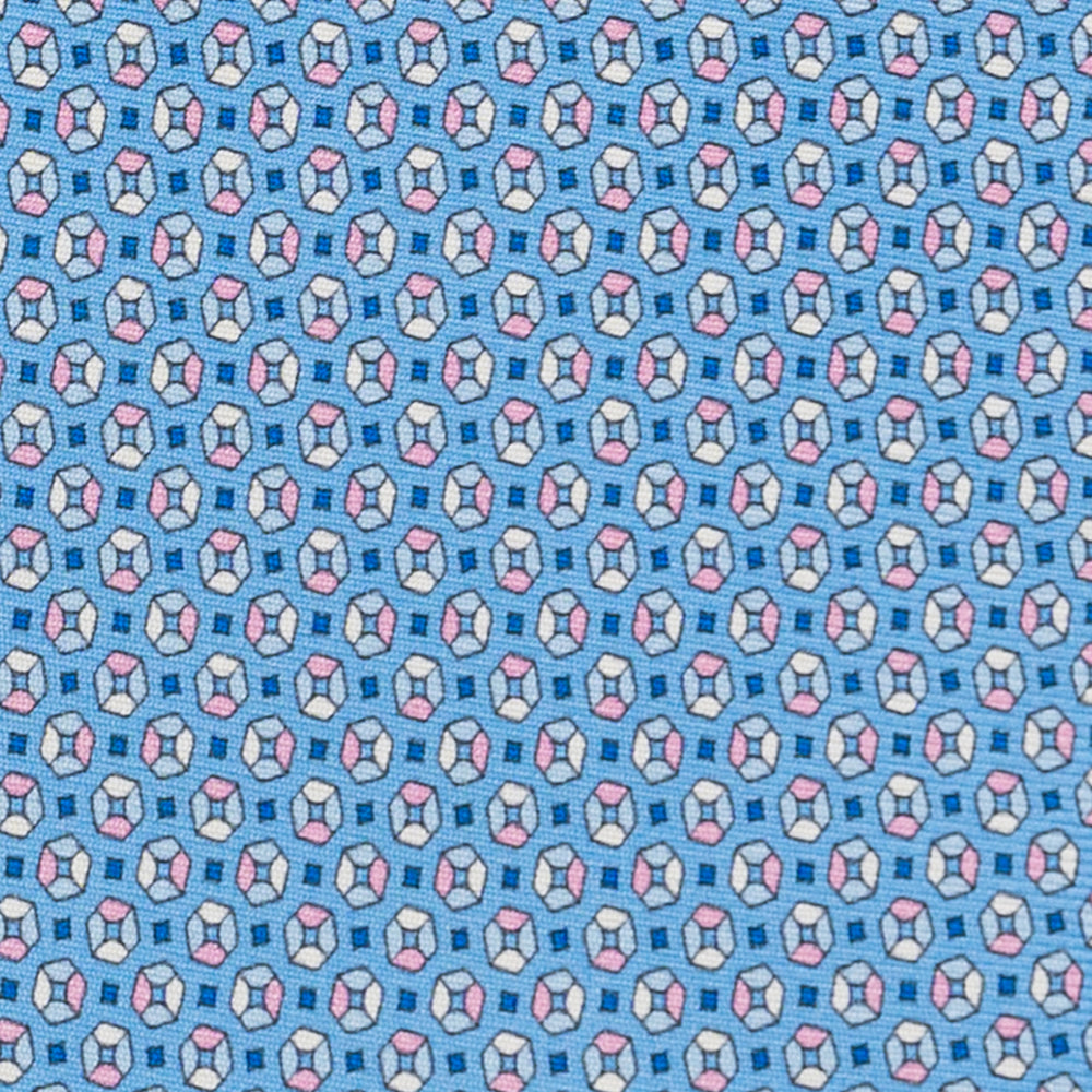 3-Fold Silk Tie, Micro Fantasy, Light Blue Pink - JA058635_2 T