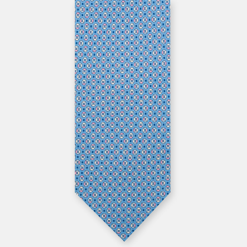3-Fold Silk Tie, Micro Fantasy, Light Blue Pink - JA058635_2 T