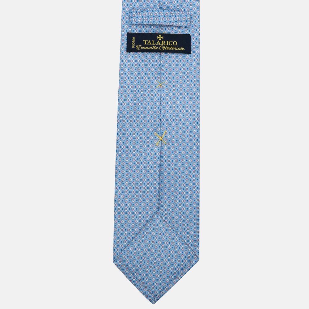 3-Fold Silk Tie, Micro Pattern, Light Blue and Pink - JA058635_2