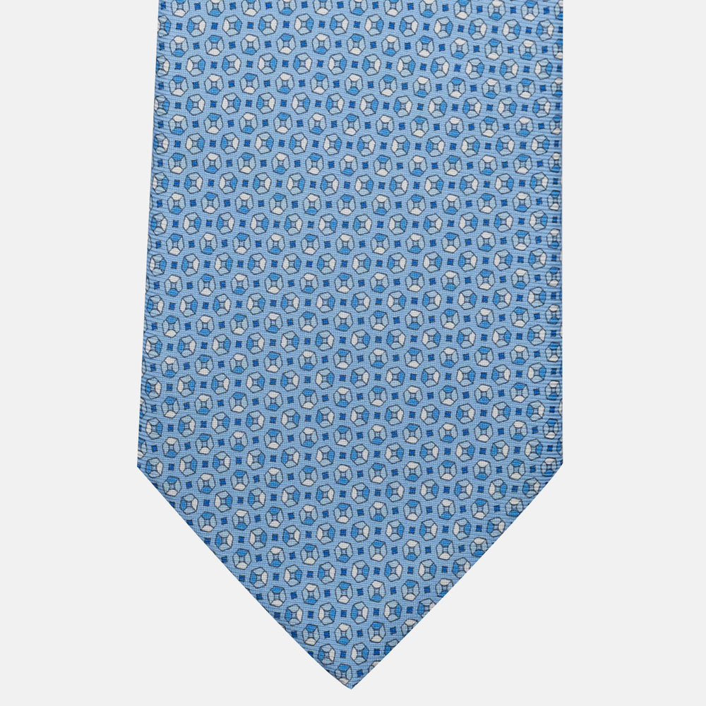 3-Fold Silk Tie, Micro Pattern, Light Blue - JA058635_3