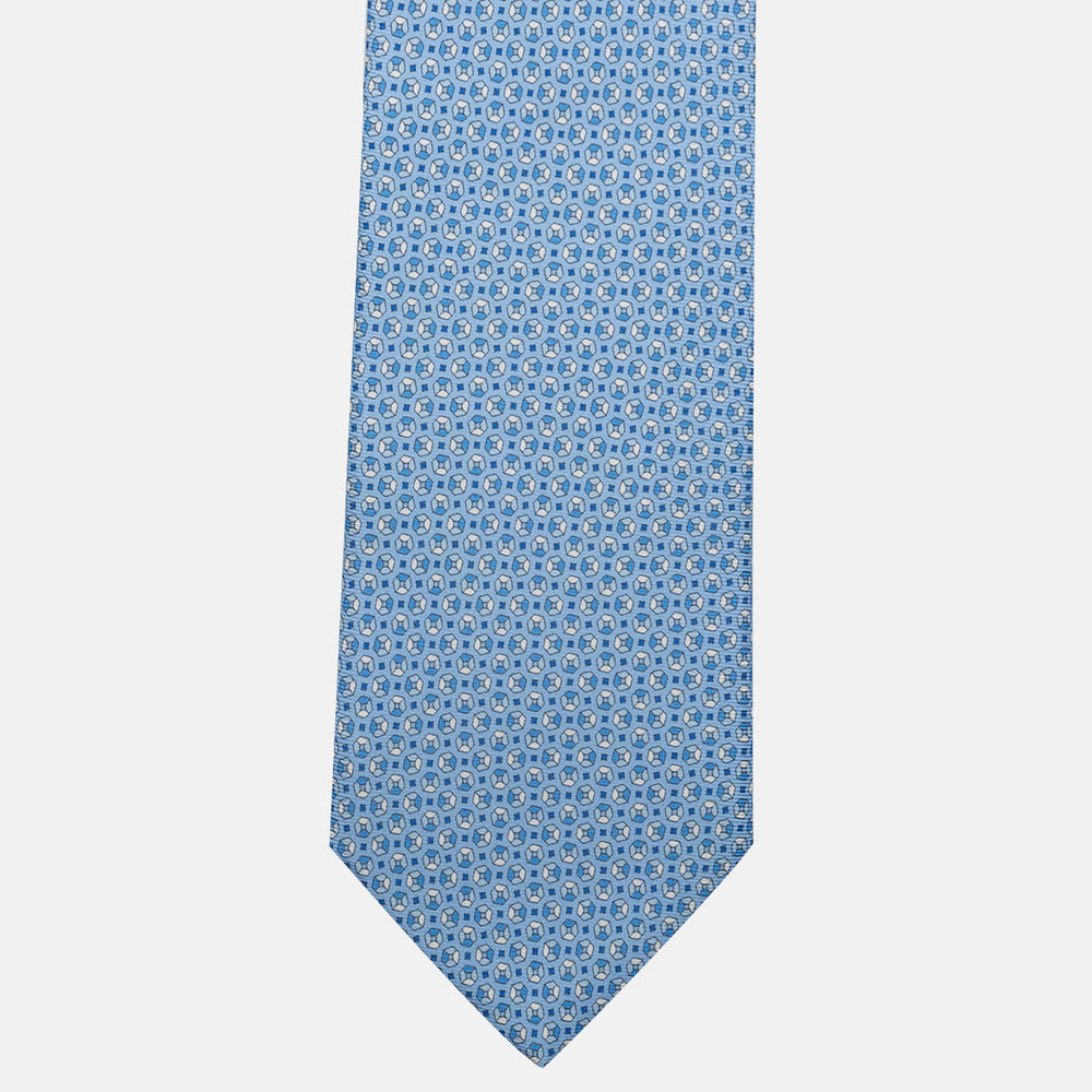 3-Fold Silk Tie, Micro Pattern, Light Blue - JA058635_3