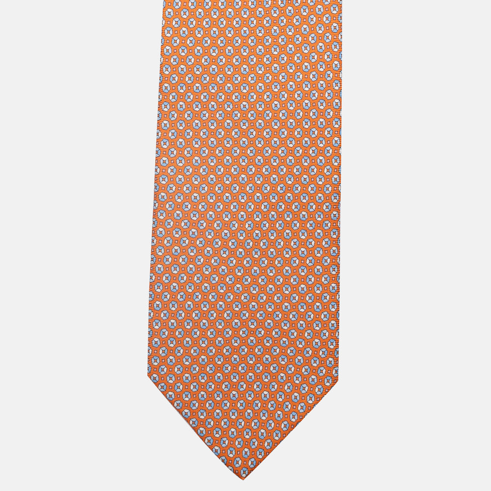 3-Fold Silk Tie, Micro Pattern, Light Orange - JA058635_4