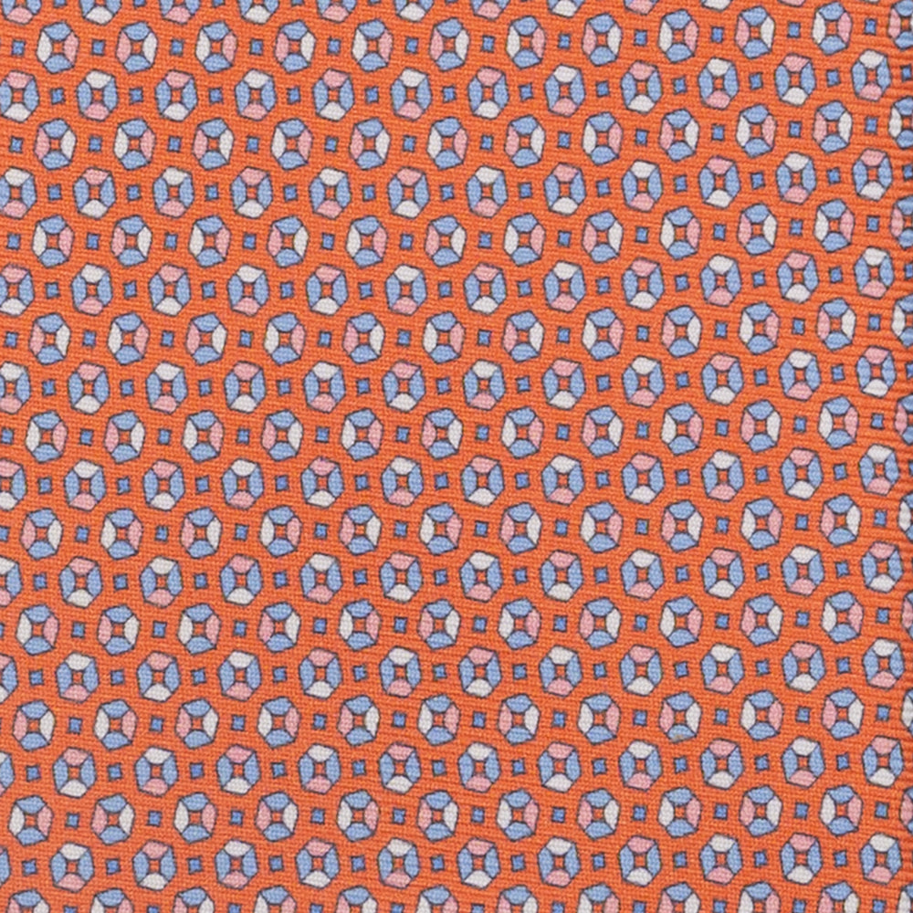3-Fold Silk Tie, Micro Pattern, Dark Orange - JA058635_5