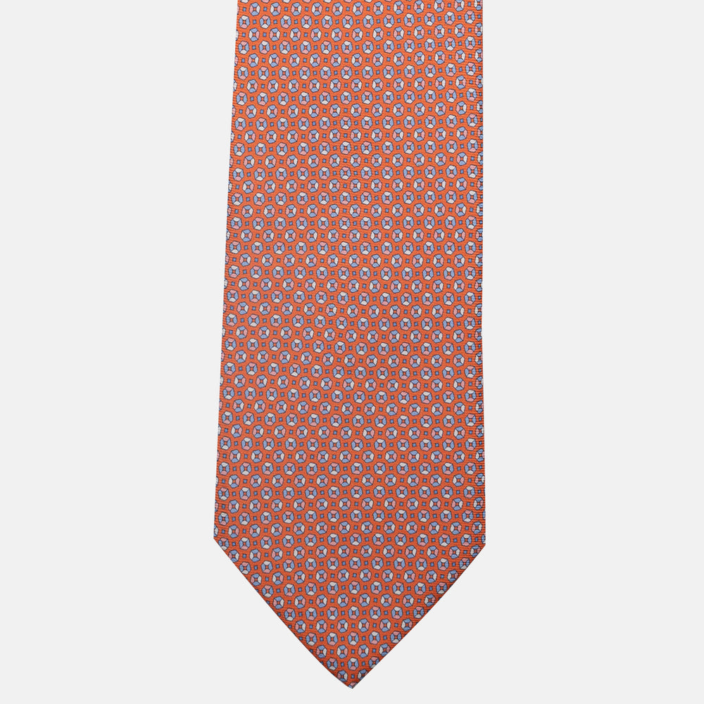 3-Fold Silk Tie, Micro Pattern, Dark Orange - JA058635_5