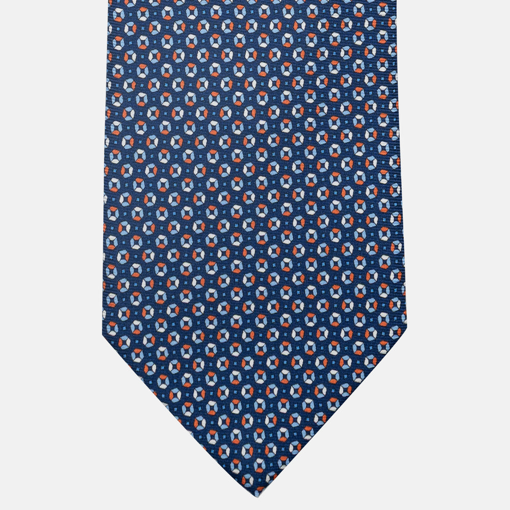 3-Fold Silk Tie, Micro Pattern, Blue Orange - JA058635_6