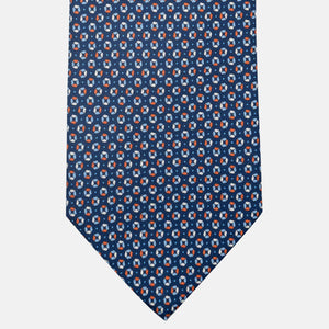 Cravatta 3 pieghe in Seta, Micro Fantasia, Blu Arancione - JA058635_6