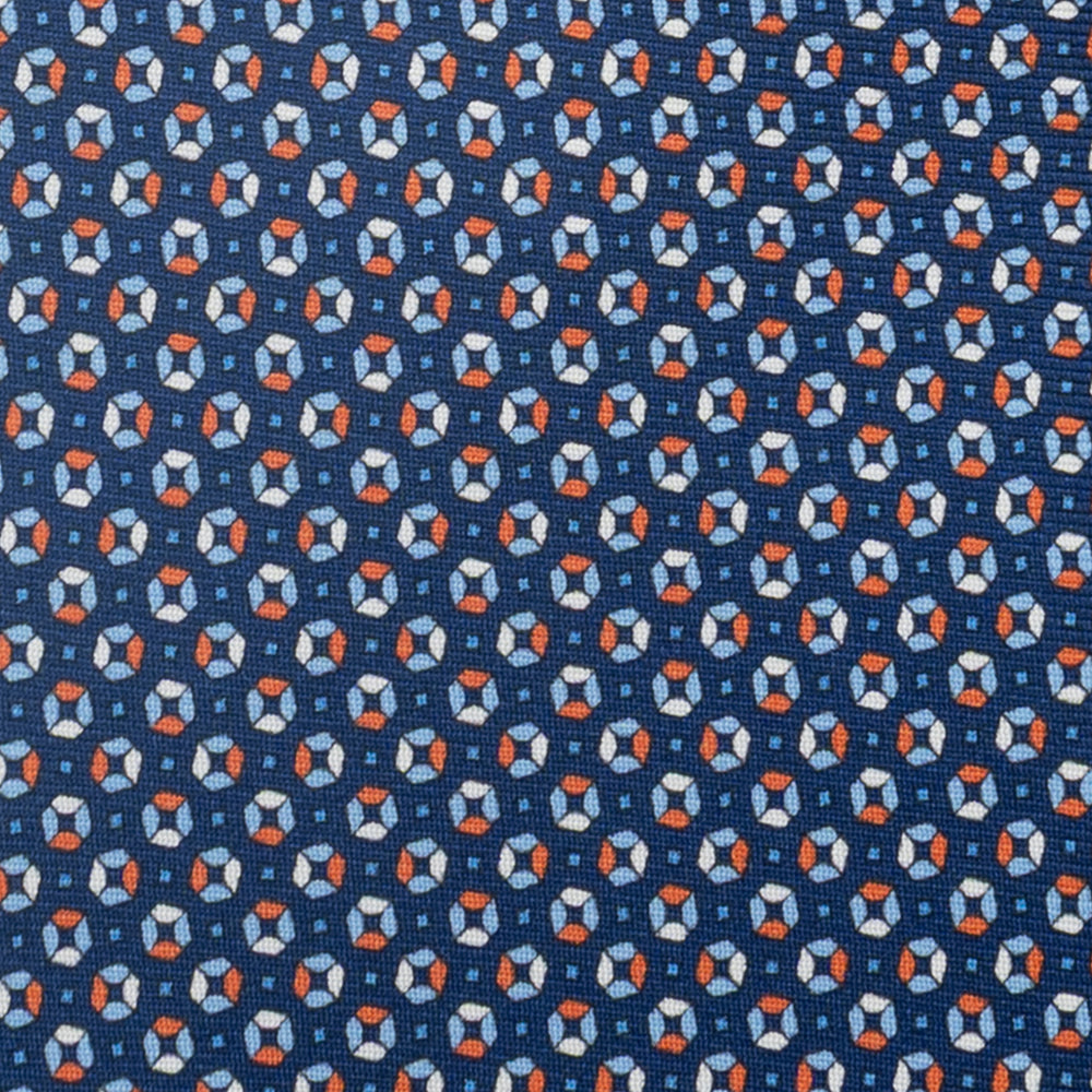 3-Fold Silk Tie, Micro Pattern, Blue Orange - JA058635_6