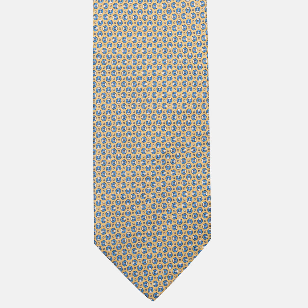 3-Fold Silk Tie, Micro Pattern, Yellow - JA058635_7