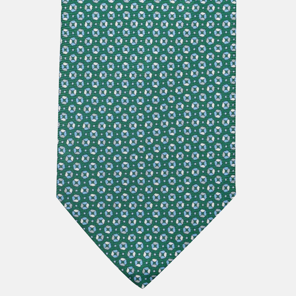 3-Fold Silk Tie, Micro Pattern, Green - JA058635_8