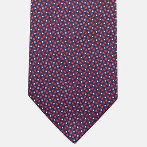 3-Fold Silk Tie, Geometric Pattern, Blue and Red - JA059571_1