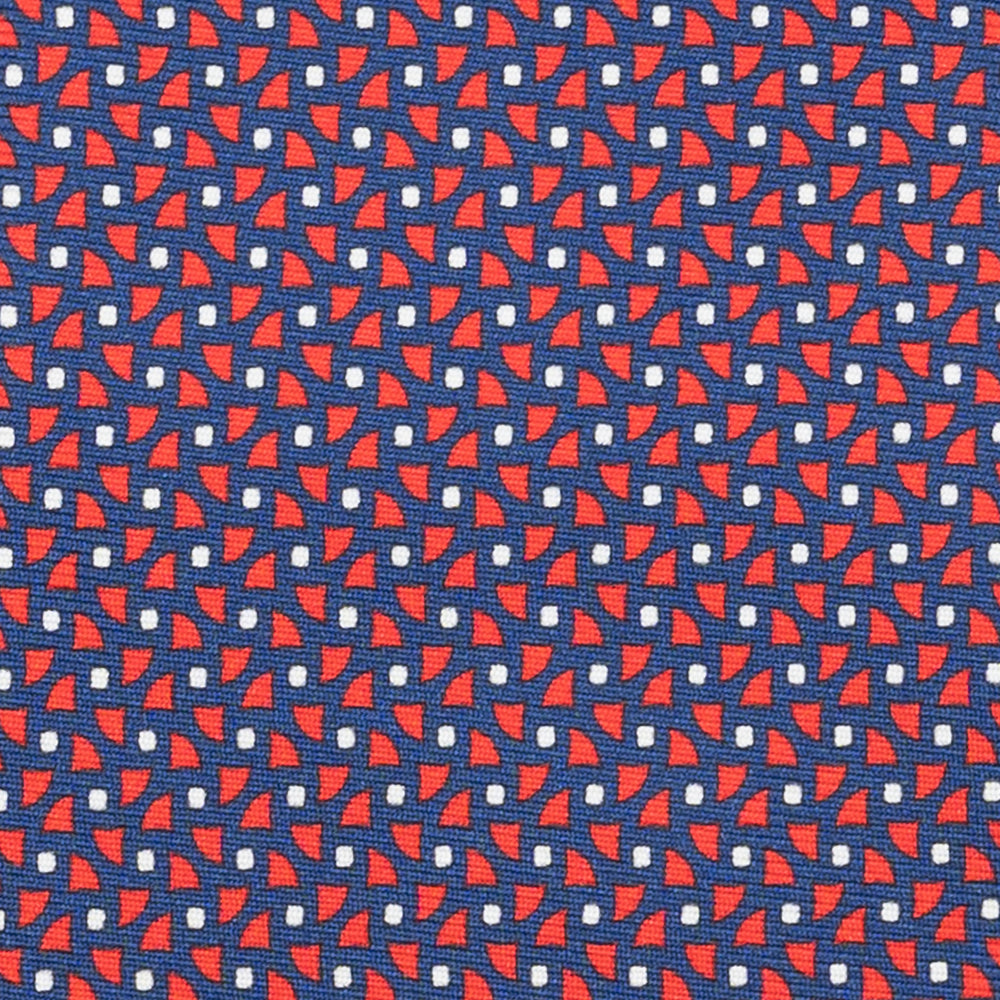 3-Fold Silk Tie, Geometric Pattern, Blue and Red - JA059571_1