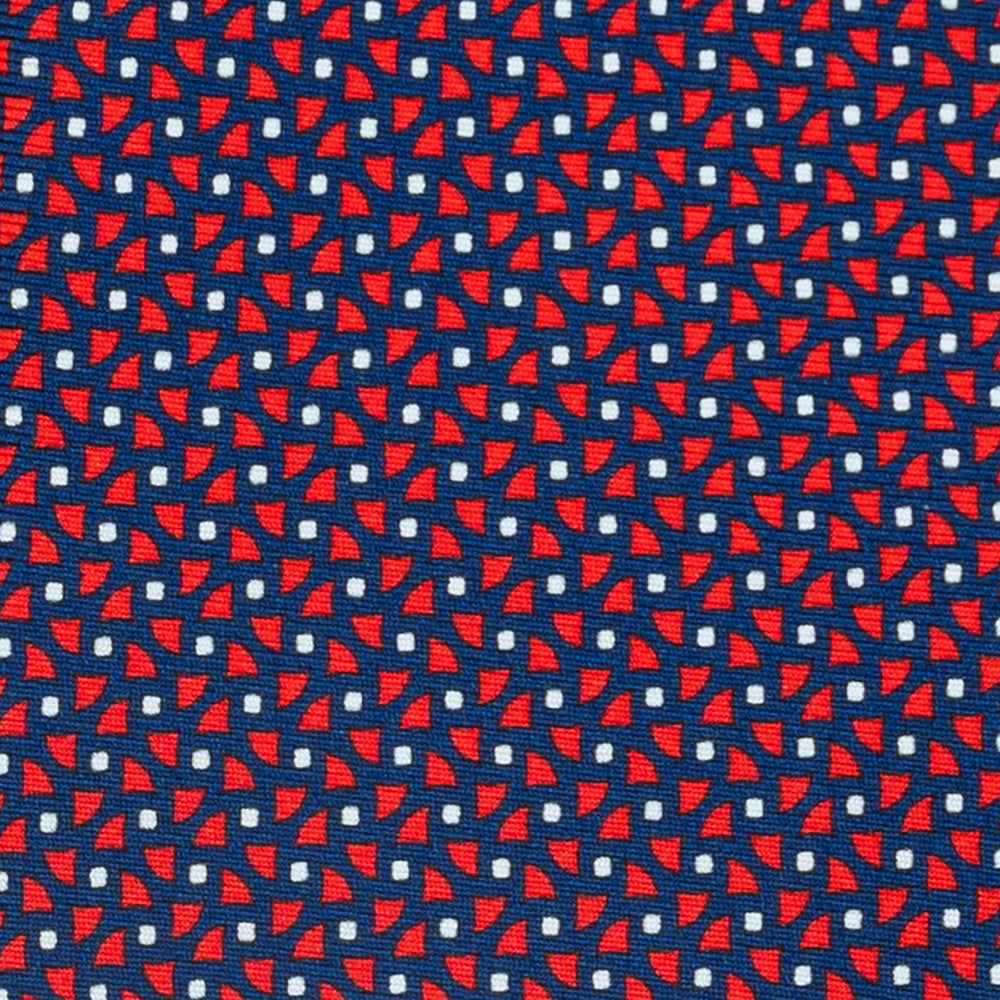 Cravatta 3 pieghe in Seta, Fantasia Geometrica, Blu Rosso - JA059571_1 T