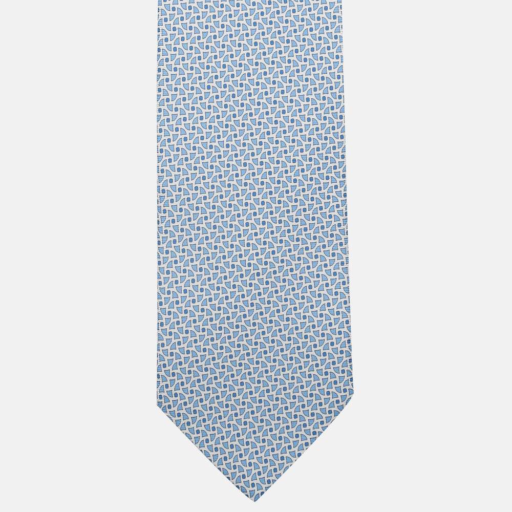 3-Fold Silk Tie, Geometric Pattern, White - JA059571_2