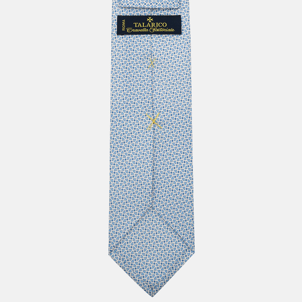 3-Fold Silk Tie, Geometric Pattern, White - JA059571_2