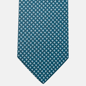 3-Fold Silk Tie, Floral Pattern, Teal - JA059573_1