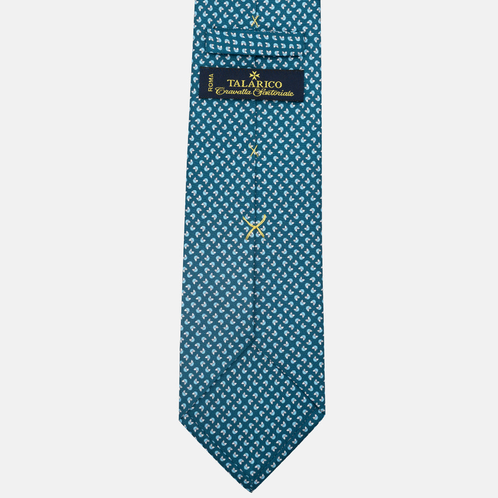 3-Fold Silk Tie, Floral Pattern, Teal - JA059573_1