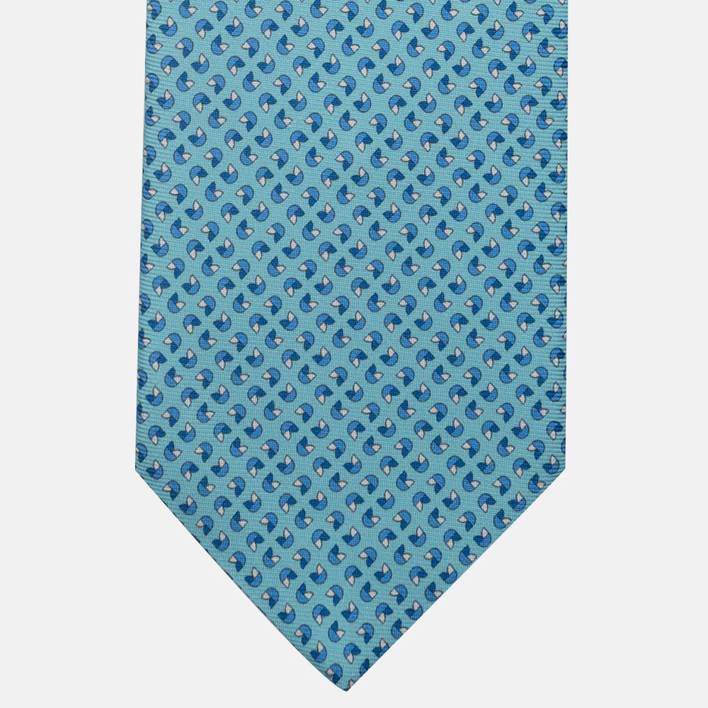 3-Fold Silk Tie, Floral Pattern, Light Blue - JA059573_2