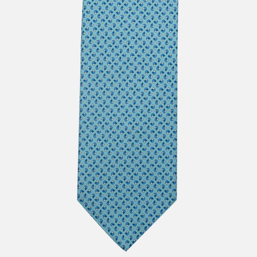 3-Fold Silk Tie, Floral Pattern, Light Blue - JA059573_2