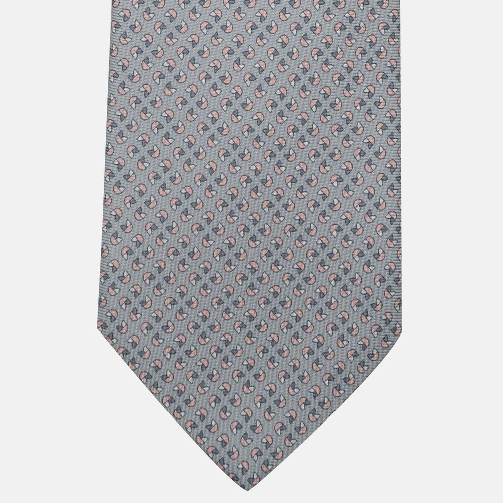 3-Fold Silk Tie, Floral Pattern, Grey - JA059573_3