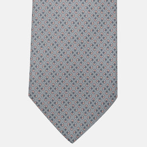 3-Fold Silk Tie, Floral Pattern, Grey - JA059573_3