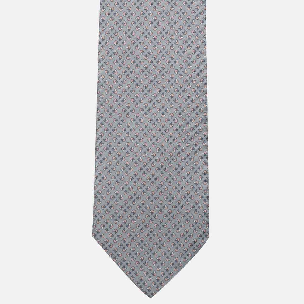 3-Fold Silk Tie, Floral Pattern, Grey - JA059573_3