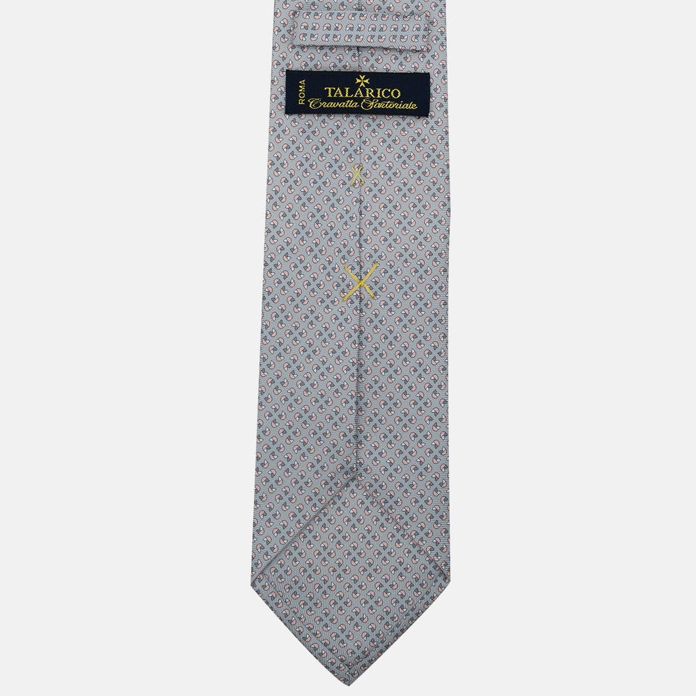 3-Fold Silk Tie, Floral Pattern, Grey - JA059573_3