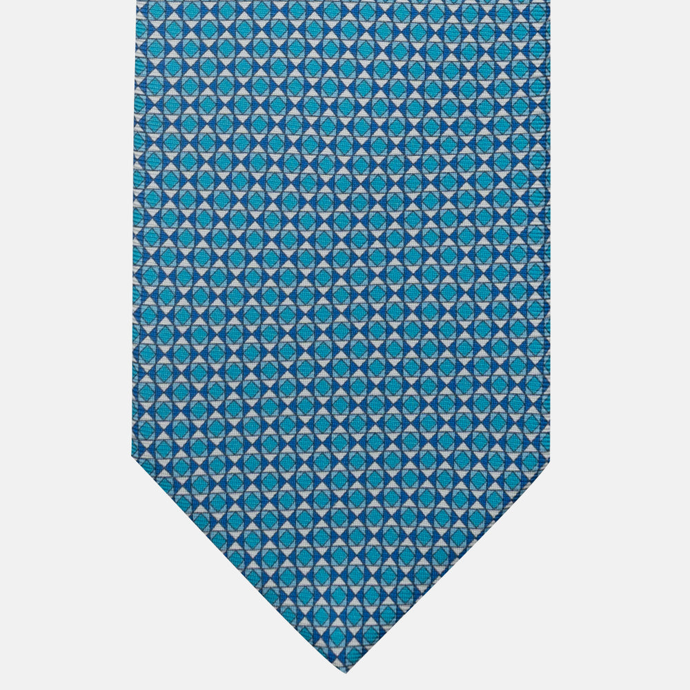 Cravatta 3 pieghe in Seta, Fantasia Geometrica, Piscina - JA059575_1