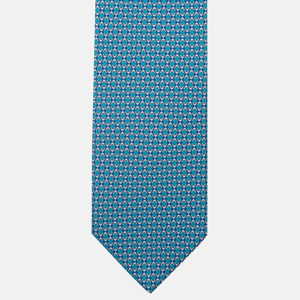 Cravatta 3 pieghe in Seta, Fantasia Geometrica, Piscina - JA059575_1