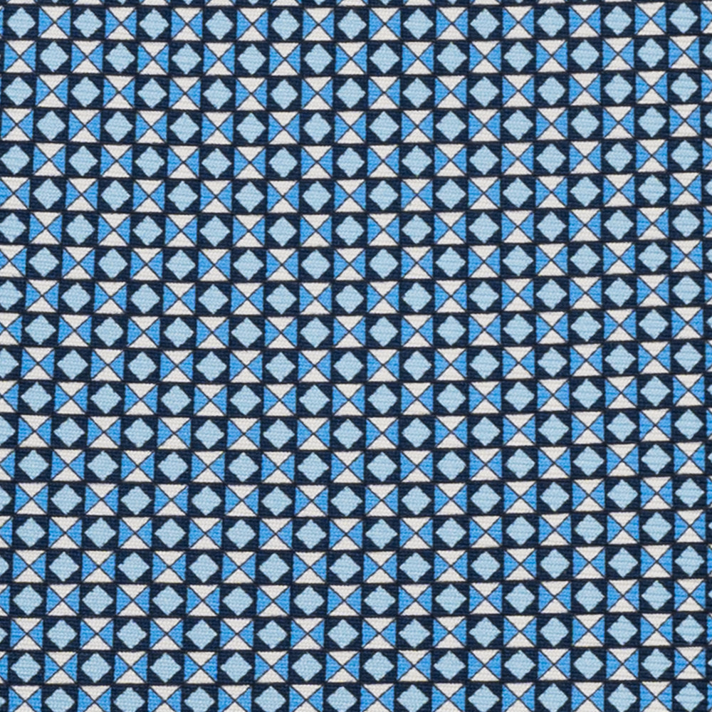 Cravatta 3 pieghe in Seta, Fantasia Geometrica, Blu Celeste - JA059575_2 T