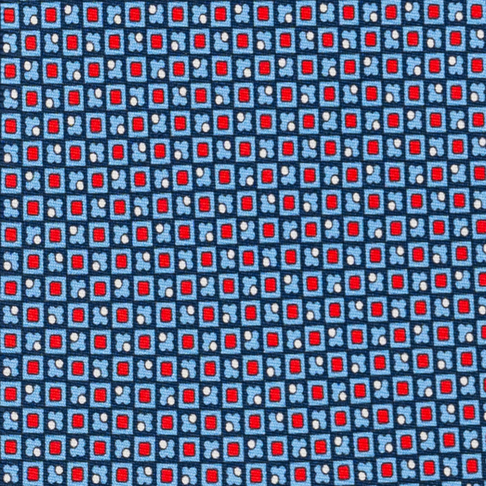 Cravatta 3 pieghe in Seta, Micro Fantasia, Blu Rosso - JA059576_1 T