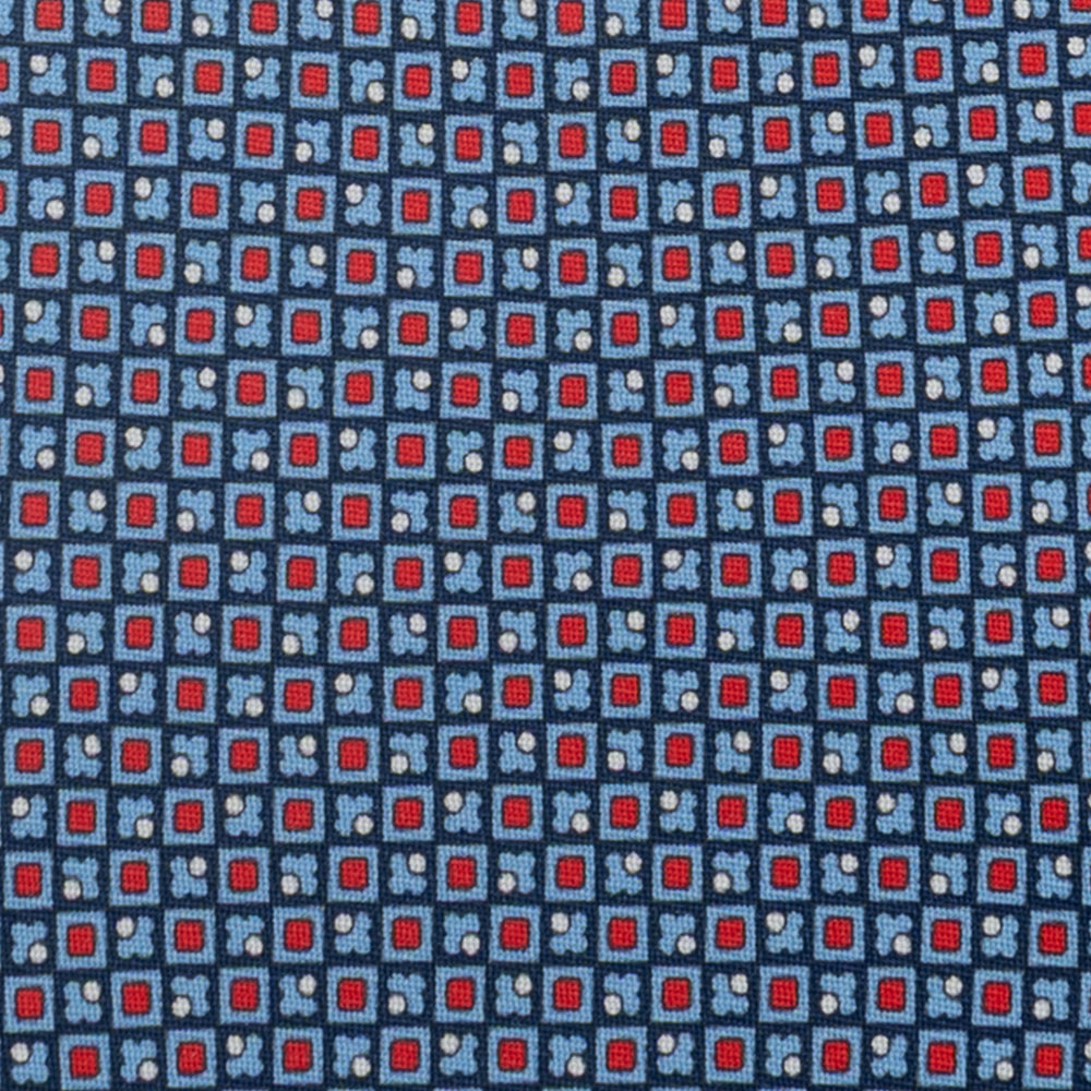 3-Fold Silk Tie, Micro Pattern, Blue and Red - JA059576_1