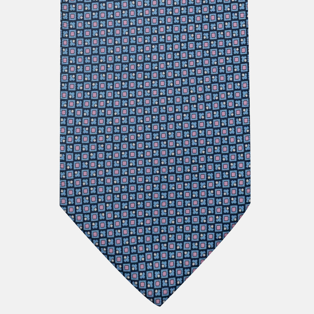 3-Fold Silk Tie, Micro Pattern, Blue Pink - JA059576_3