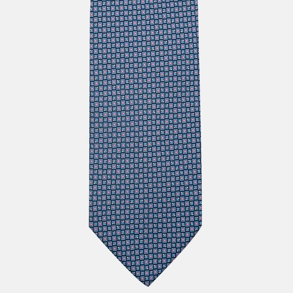 3-Fold Silk Tie, Micro Pattern, Blue Pink - JA059576_3