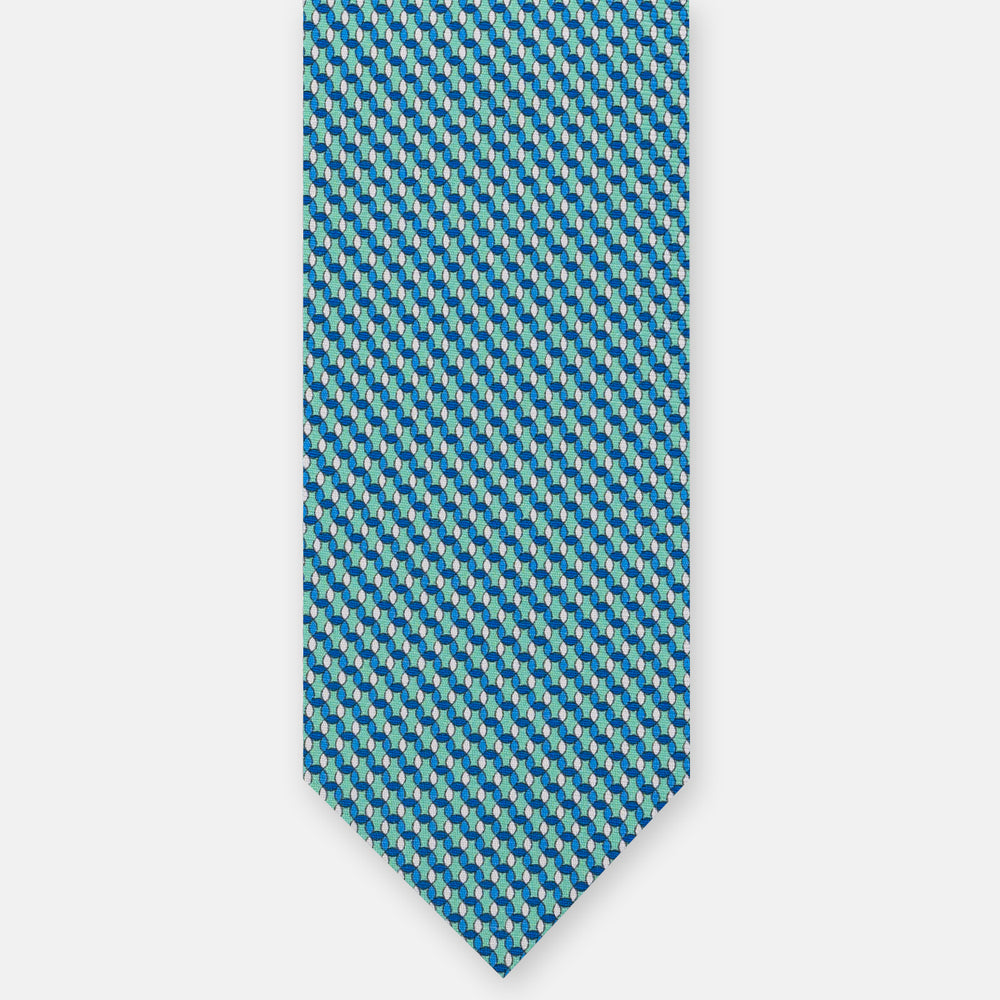 3-Fold Silk Tie, Geometric Pattern, Tiffany - JA059579_11 T