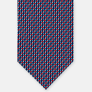 3-Fold Silk Tie, Geometric Pattern, Blue Red - JA059579_1 T
