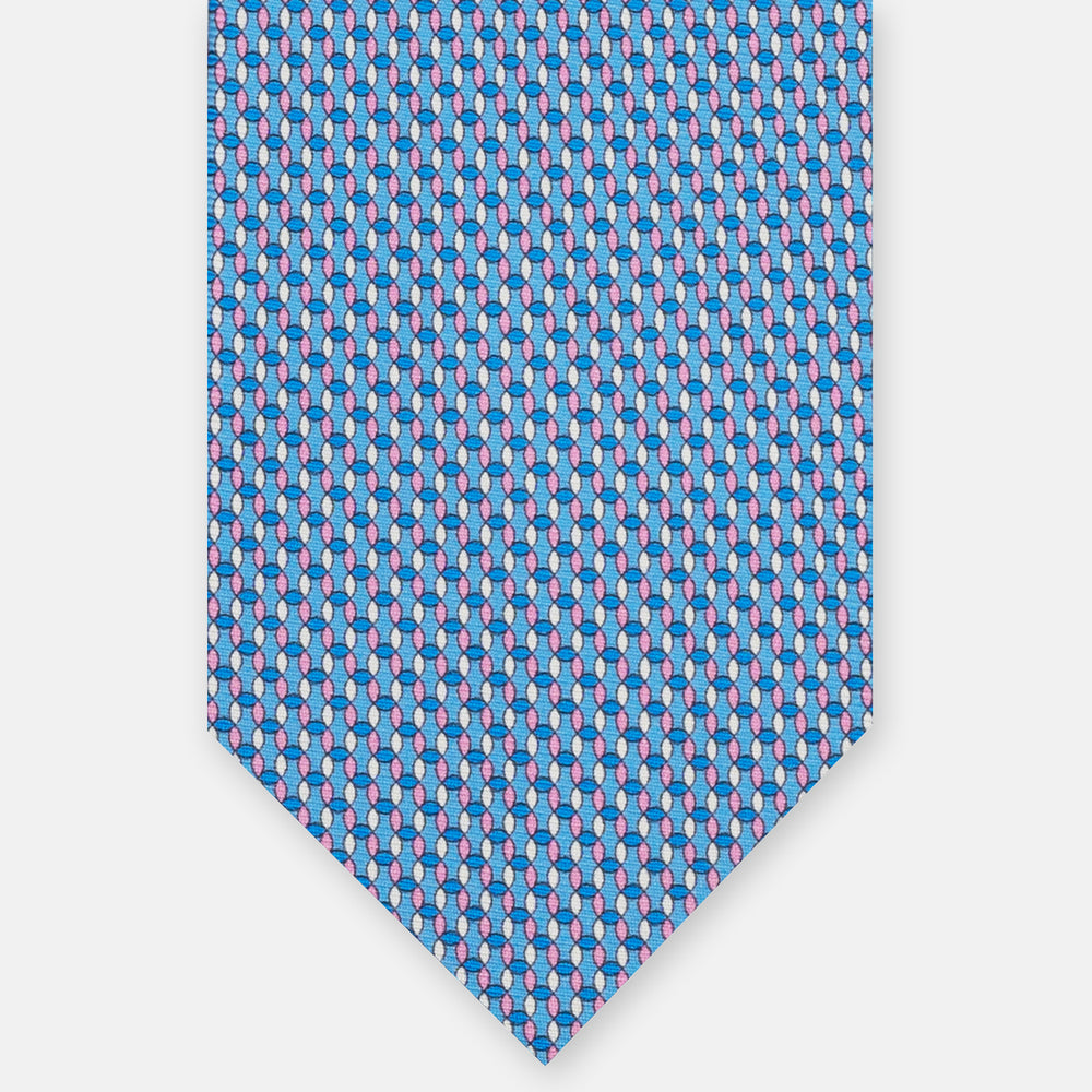 3-fold Silk Tie, Geometric Pattern, Sky Blue Pink - JA059579_2 T