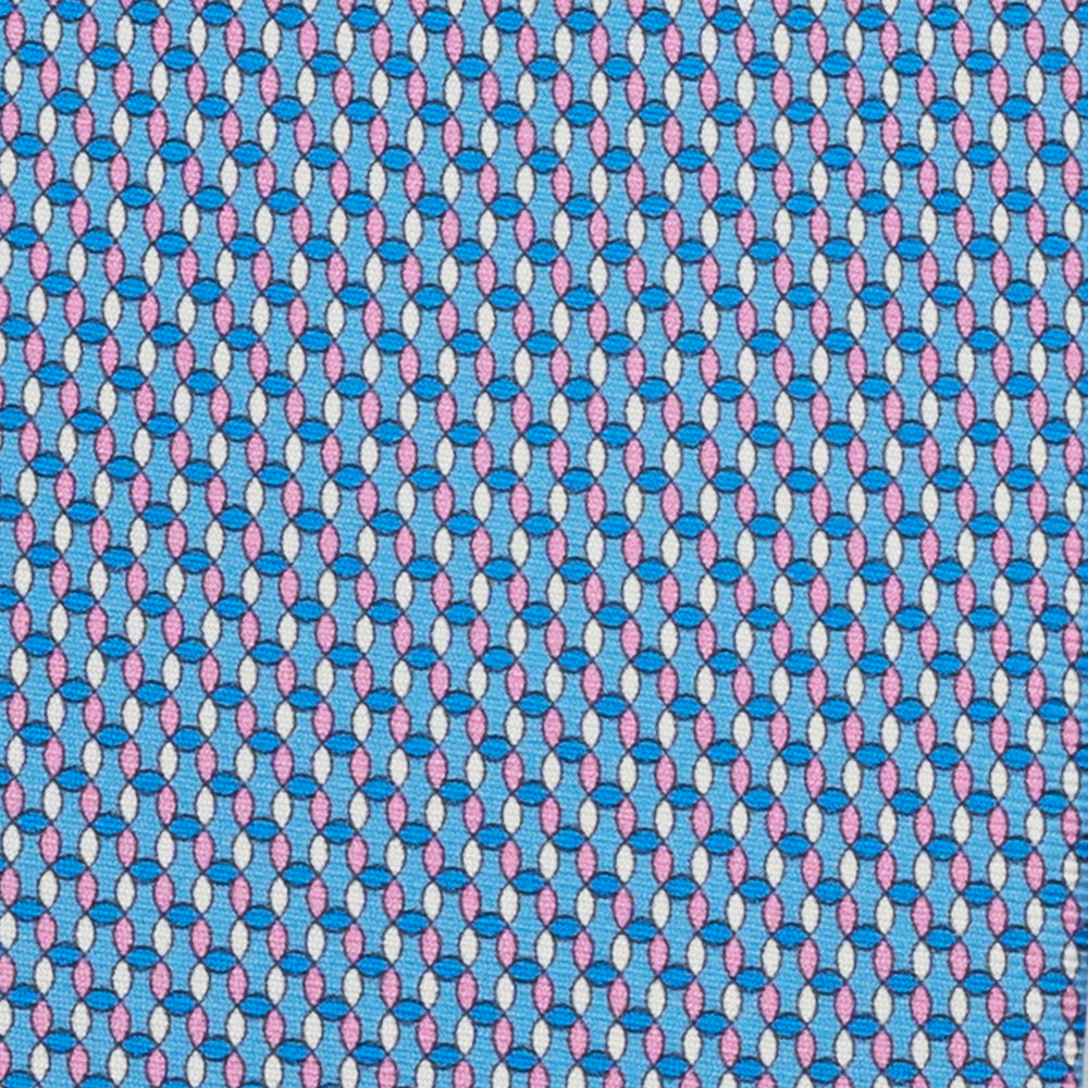 3-fold Silk Tie, Geometric Pattern, Sky Blue Pink - JA059579_2 T