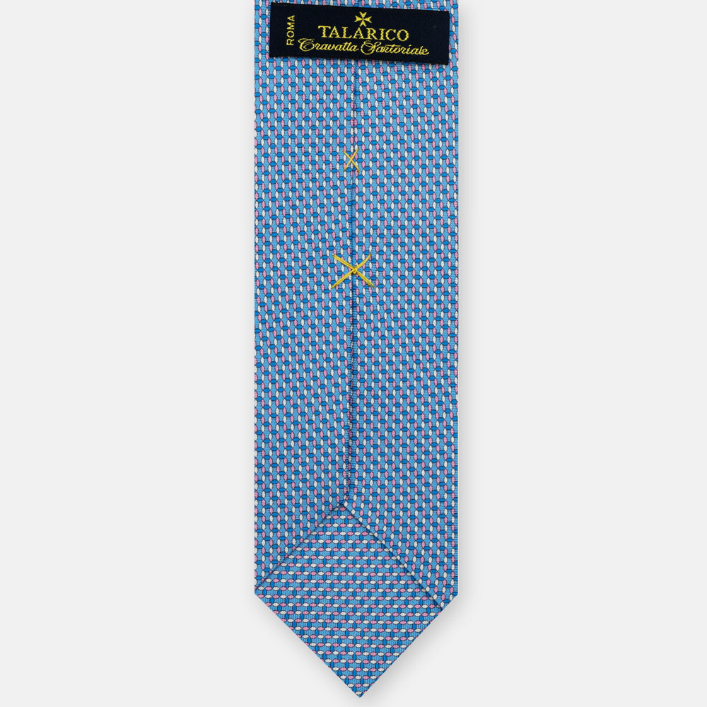 3-fold Silk Tie, Geometric Pattern, Sky Blue Pink - JA059579_2 T